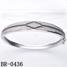 Micro Pave Setting 925 Sterling Silver Bangle (BR-0436)